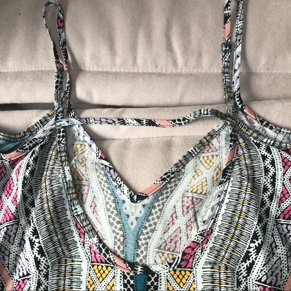 Xhiliration Teal Mosiac Boho Dress - Picture 9 of 15